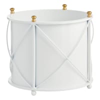 Providence White Round Metal Outdoor Planter, Medium