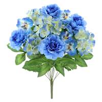 Blue Peony, Hydrangea & Pansy Mixed Floral Bush, 20"