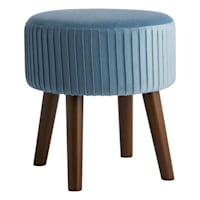 Emmy Stool with Dark Wooden Legs, Light Blue Velvet
