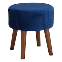 Emmy Stool with Dark Wooden Legs, Dark Blue