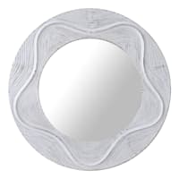 Round White Textured Wall Mirror, 36"