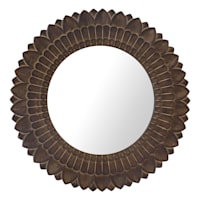 Found & Fable Carved Flower Round Wall Mirror, 24"