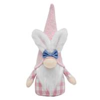 Homespun Easter Pink Bunny-Gnome Table Decor, 9"