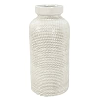 Ty Pennington White Ribbed Ceramic Vase, 10"