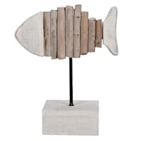 Ty Pennington Wooden Fish on Pedestal, 9.8"