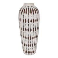 Tracey Boyd White & Tan Tribal Tall Vase, 15.8"
