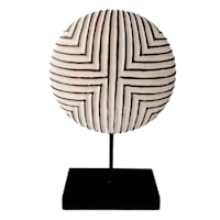 Tracey Boyd White Tribal Charger On Stand, 11"