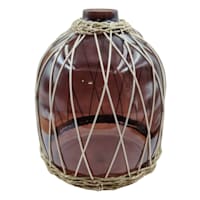 Tracey Boyd Brown Wicker Wrapped Glass Vase, 12"