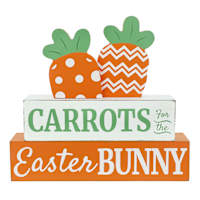 Homespun Easter Orange & White Easter Carrots Table Block Sign, 9"