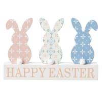 Providence Happy Easter Bunnies Wooden Table Sign, 12"