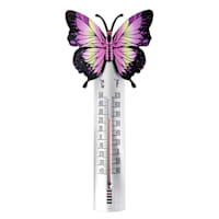 Pink Butterfly Garden Thermometer, 13x6
