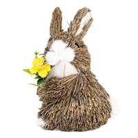 Homespun Easter Sisal Rabbit with Flower, 6"