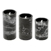 Crosby St. Set of 3 Marbled Wax LED Pillar Candle with Timer