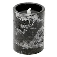 Crosby St. Black Marbled Wax LED Pillar Candle with 6-Hour Timer, 3x4
