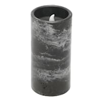 Crosby St. Black Marbled Wax LED Pillar Candle with 6 Hour Timer, 3x6