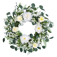 White Peony Floral Wreath, 22"
