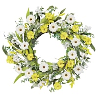 Yellow & White Mixed Floral Wreath, 22"