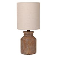 Honeybloom Walnut Wood Finish Mini Table Lamp with Shade, 12"