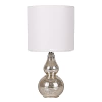 Providence Silver Mercury Glass Double Gourd Mini Table Lamp with Shade, 12"