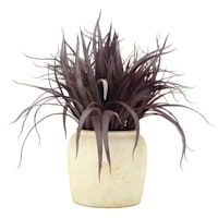 Honeybloom Grass Bundle in Cement Vessel, 11"