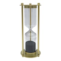 Gold Caged Hourglass with Black Sand, 8.8"