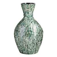 Found & Fable Green Capiz Vase, 13"