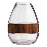 Found & Fable Wood Band Clear Glass Vase, 10"