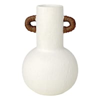 Found & Fable White Vase With Wrapped Handle, 6"