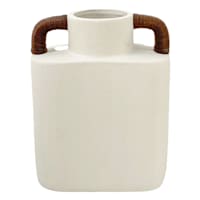 Found & Fable White Vase with Wrapped Handles, 8.3"