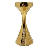 Gold Ribbed Candle Holder, 10"