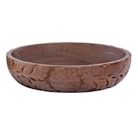 Found & Fable Carved Leaf Wooden Bowl, 11.5"