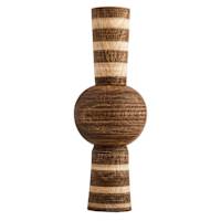 Brown Wooden Striped Round Vase, 16"
