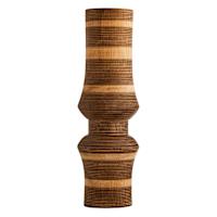 Brown Wooden Striped Vase, 13"