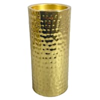 Hammered Gold Metal Pillar Candle Holder, 8"