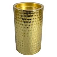 Hammered Gold Metal Pillar Candle Holder, 6"