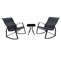 Crosby St. Sling Rocker Patio Chat Set, Black