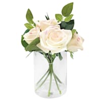 Real Feel Rose Arrangement in Glass Pot, 12"