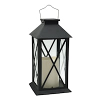 Black Outdoor Solar Lantern, 11"