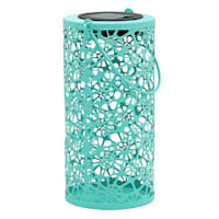 Blue Metal Solar Outdoor Lantern, 8"