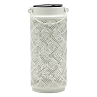 White Metal Solar Outdoor Lantern, 8"