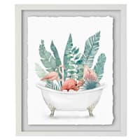 Providence Glass Framed Flamingos in Bath Print Wall Art, 16x20