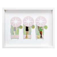 Providence Glass Framed Sunbathing Ladies Print Wall Art, 17x13