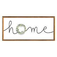 Honeybloom Glass Framed Wreath Print Wall Sign, 16x36