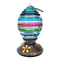 Blue Glass Bird Feeder, 8.5"