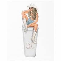 Cowgirl Coffee Cup Canvas Wall Art, 12x16