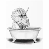 Triceratops In Bathtub Canvas Wall Art, 12x16