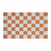 Honeybloom White & Natural Checkered Coir Mat, 18x30
