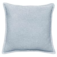 Blue Heathered Whip Stitch Feather Filled Throw Pillow, 18"
