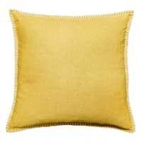Yellow Heathered Whip Stitch Feather Filled Throw Pillow, 24"