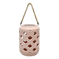 Providence Pink Ceramic Outdoor Solar Lantern, 8"